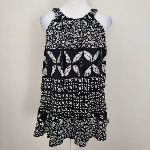 INC International Concept Black and White Printed Halter Smock-Waist Top NWT - Picture 5 of 9